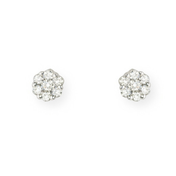 Pendientes Diamantes Camelia 0.80 Oro Blanco - dormilonas