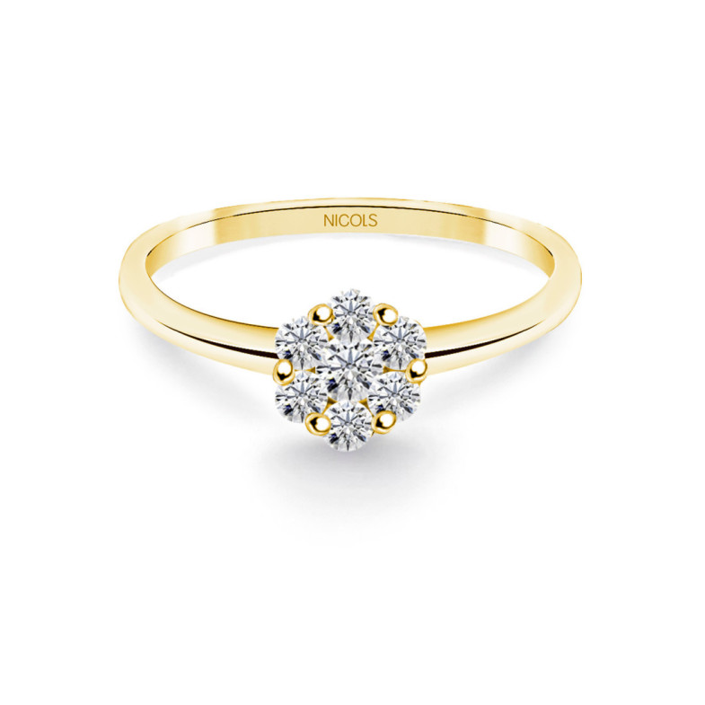 Anillo Diamantes Camelia 0.35 Oro Amarillo - Anillos Oro Amarillo