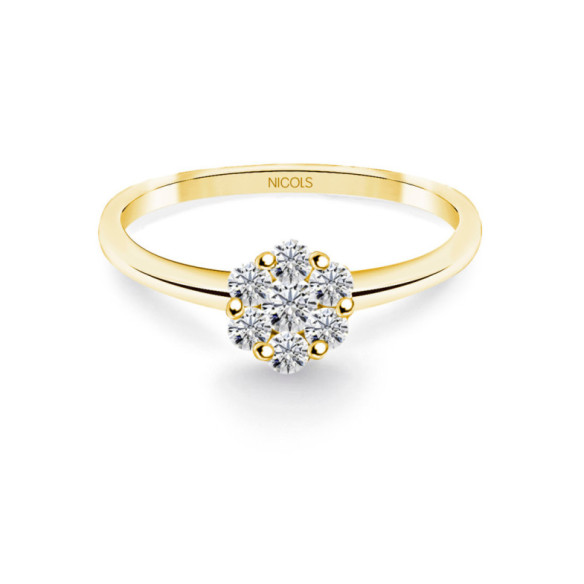 Anillo Diamantes Camelia 0.35 Oro Amarillo - Bagues en or jaune