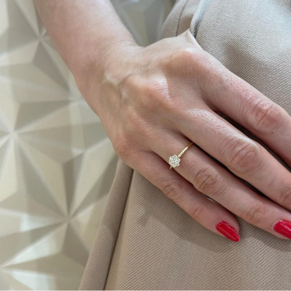 Diamond Ring DIAMOND ROSETTE CLASSIC - Yellow Gold Rings