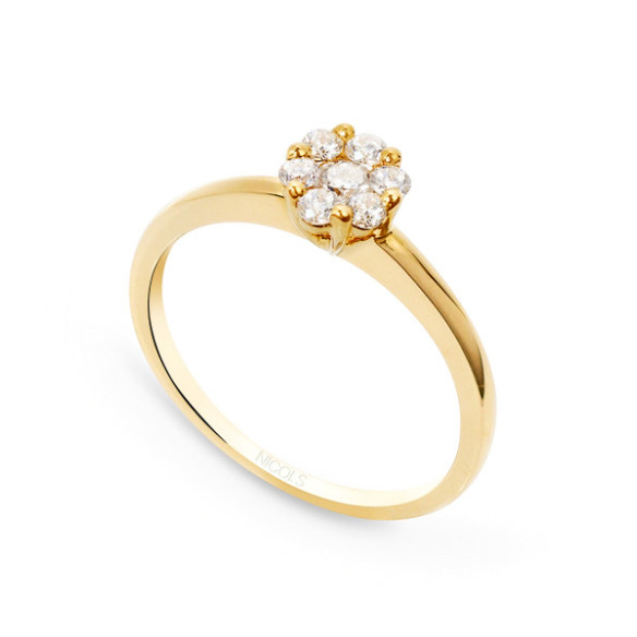 Anillo Diamantes Camelia 0.35 Oro Amarillo - Anillos Oro Amarillo