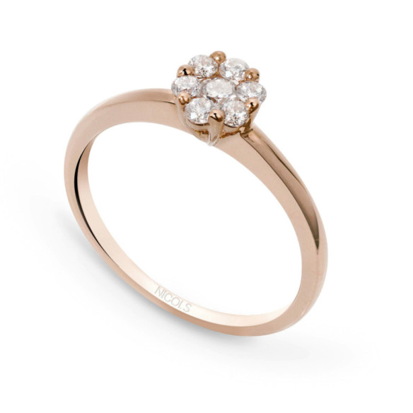 Anillo Diamantes Camelia 0.35 Oro Rosa - Bagues de diamant