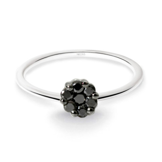 Camellia Black Diamond Ring 0.11 - Diamond Rings