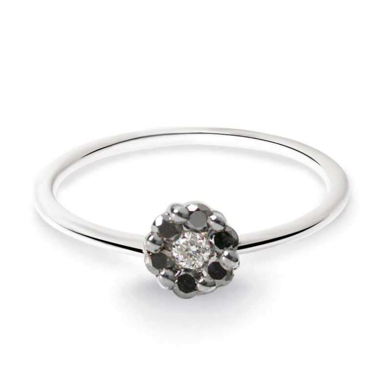 Anillo Diamantes Negros y Blanco Camelia 0.11 - Brilhante