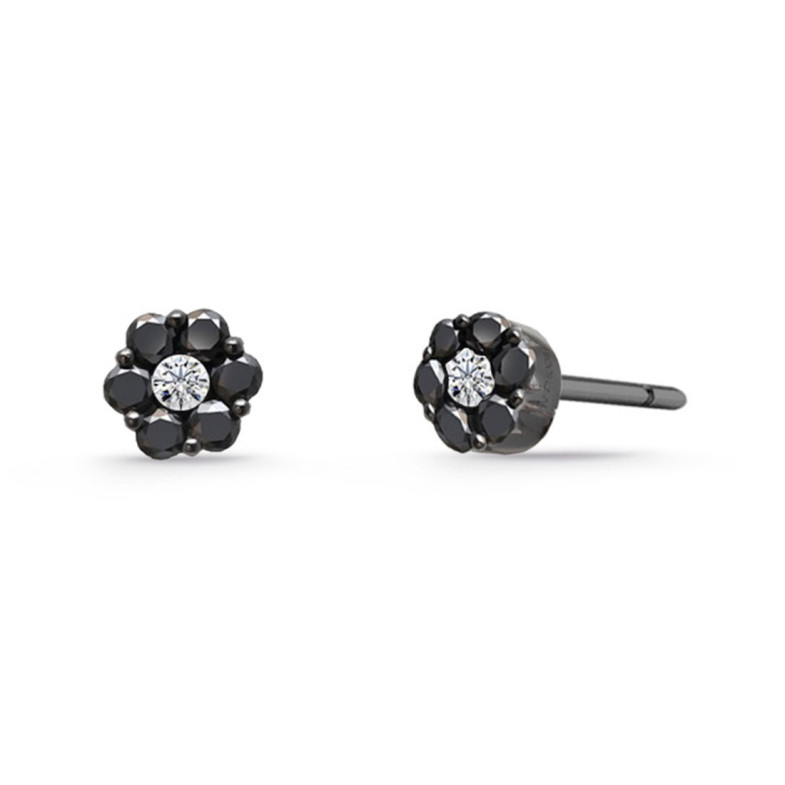 Pendientes Diamantes Negros y Blancos Camelia 0.22 - verschlafenes