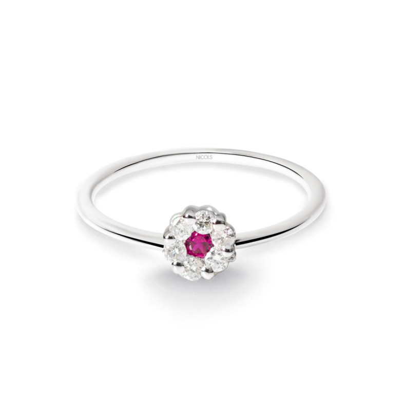 Anillo Diamantes y Rubi Camelia 0.11 - Rubinringe