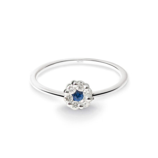 Anillo Diamantes y Zafiro Camelia 0.11 - Anelli zaffiro