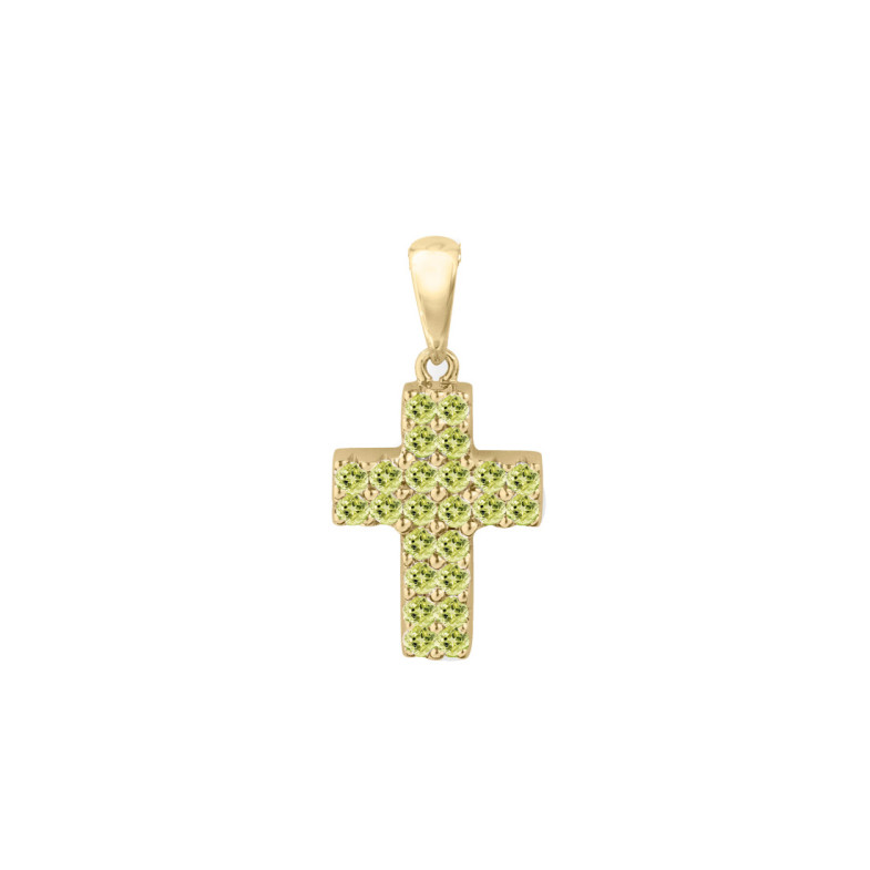 Double Peridot Cross CATHOLIC SIGN - Crosses