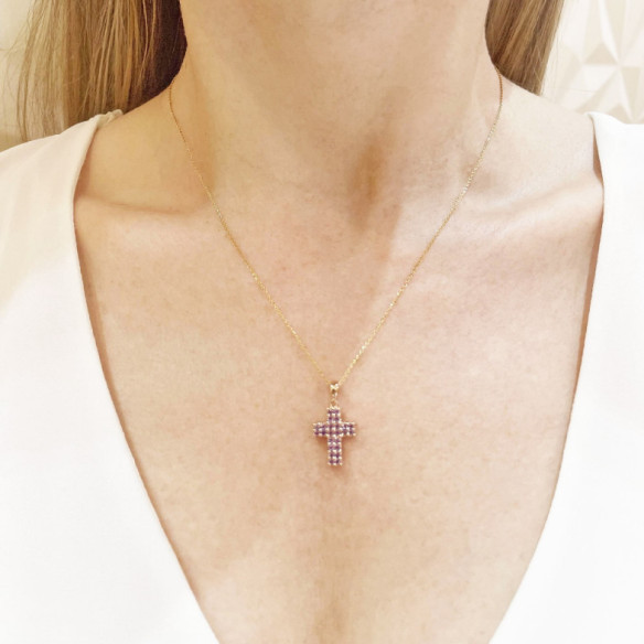 Cruz Amatistas Doble Catholic Sign - Atravessa