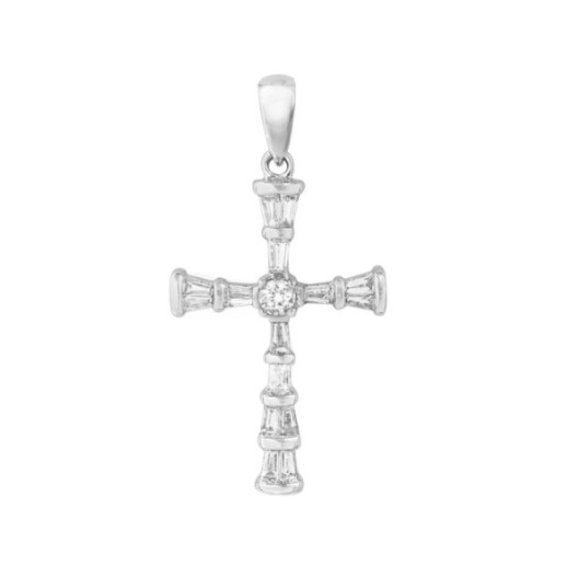 Cruz Diamantes Oro Blanco Baguettes 0.43Ct. - Croix de diamant