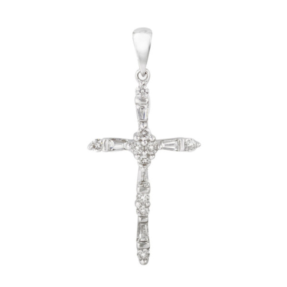 Cruz Oro Blanco y Diamantes Latin Catholic Sign - Croix de diamant