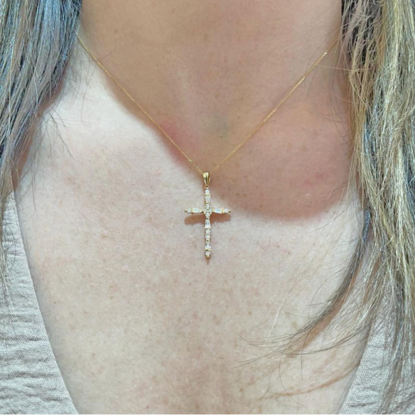 Cruz Oro Amarillo y Diamantes Latin Catholic Sign - Diamantkreuze