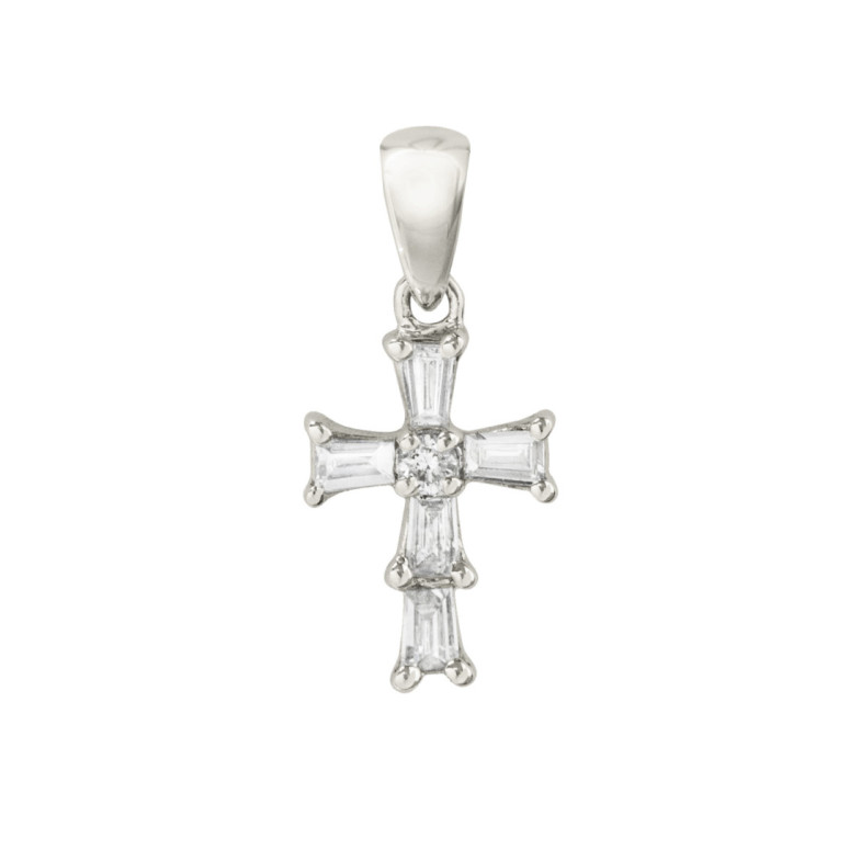 7x10mm Baguettes Diamond Cross Pendant - Diamond Crosses