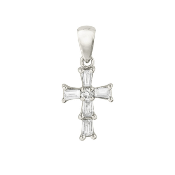 Colgante Cruz Diamantes Baguettes 7X10Mm - Croix de diamant