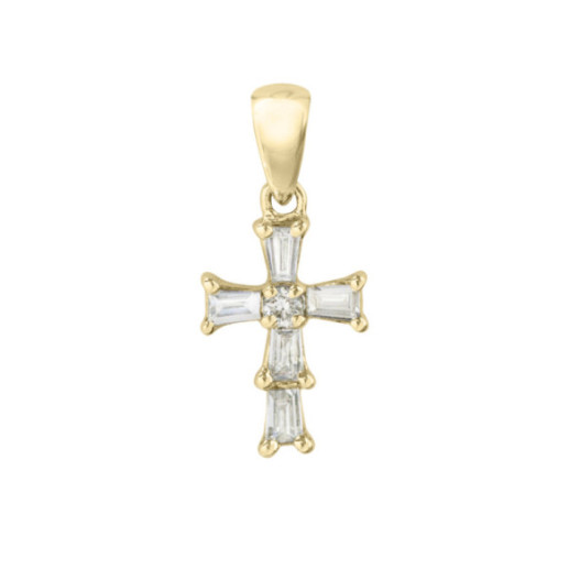Colgante Cruz Diamantes Baguettes 7X10Mm - Croix de diamant