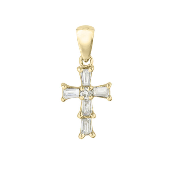 Colgante Cruz Diamantes Baguettes 7X10Mm - Cruces de Diamantes