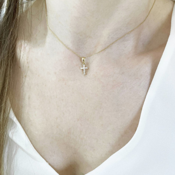 7x10mm Baguettes Diamond Cross Pendant - Diamond Crosses