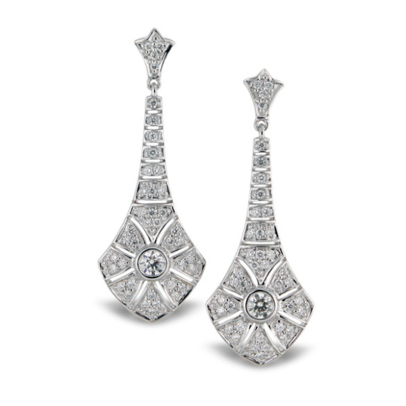 Long diamond earrings ALHAMBRA - Bride earrings