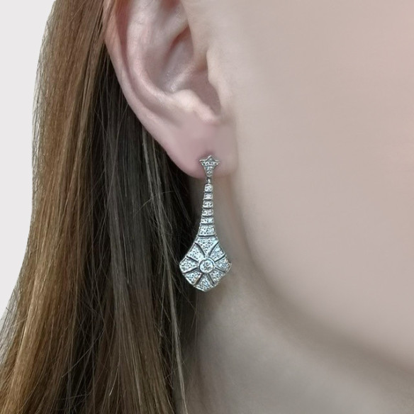 Long diamond earrings ALHAMBRA - Bride earrings
