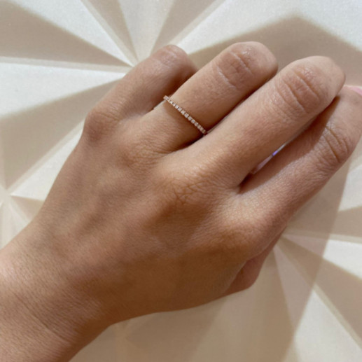 Anel de Diamante Azaléia 0.09 Ouro Rosa - Alianças brilhantes 2