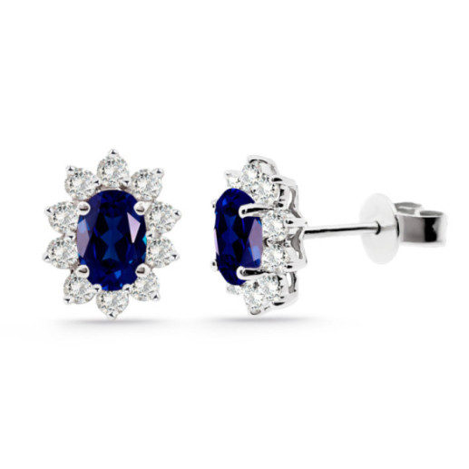 Pendientes Oro Blanco Zafiro Orla 1.40 Ct. - PENDIENTES
