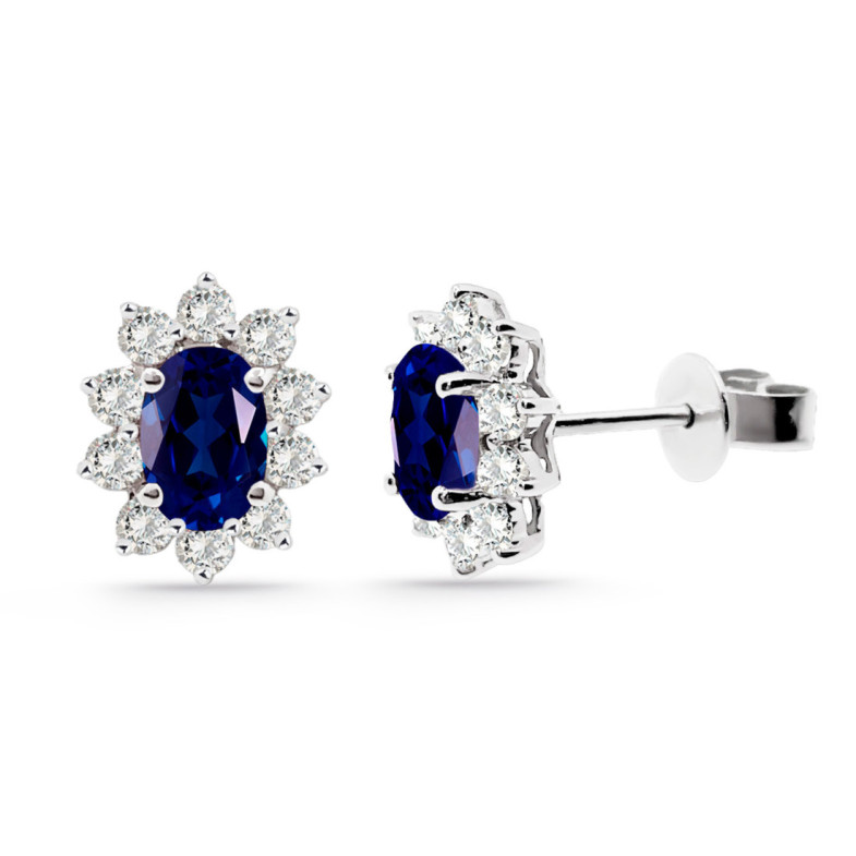 Pendientes Oro Blanco Zafiro Orla 1.40 Ct. - PENDIENTES
