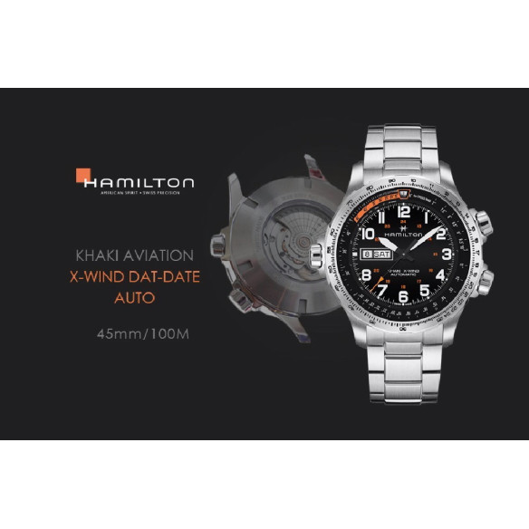Hamilton Khaki X-Wind Date du jour Auto - Aviation Kaki