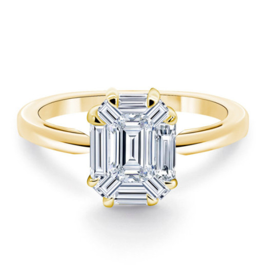 Anillo Diamante 0.70 Ct Talla Esmeralda Vrait Oro Amarillo - Talla Baguette