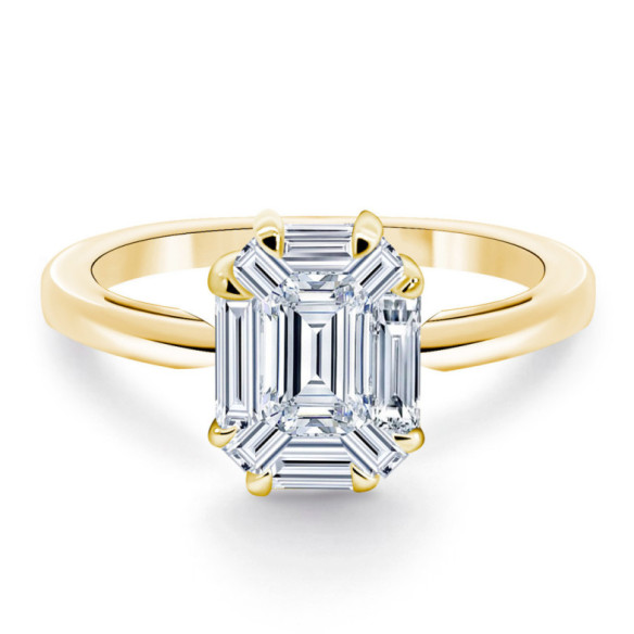 Anillo Diamante 0.70 Ct Talla Esmeralda Vrait Oro Amarillo - Talla Baguette