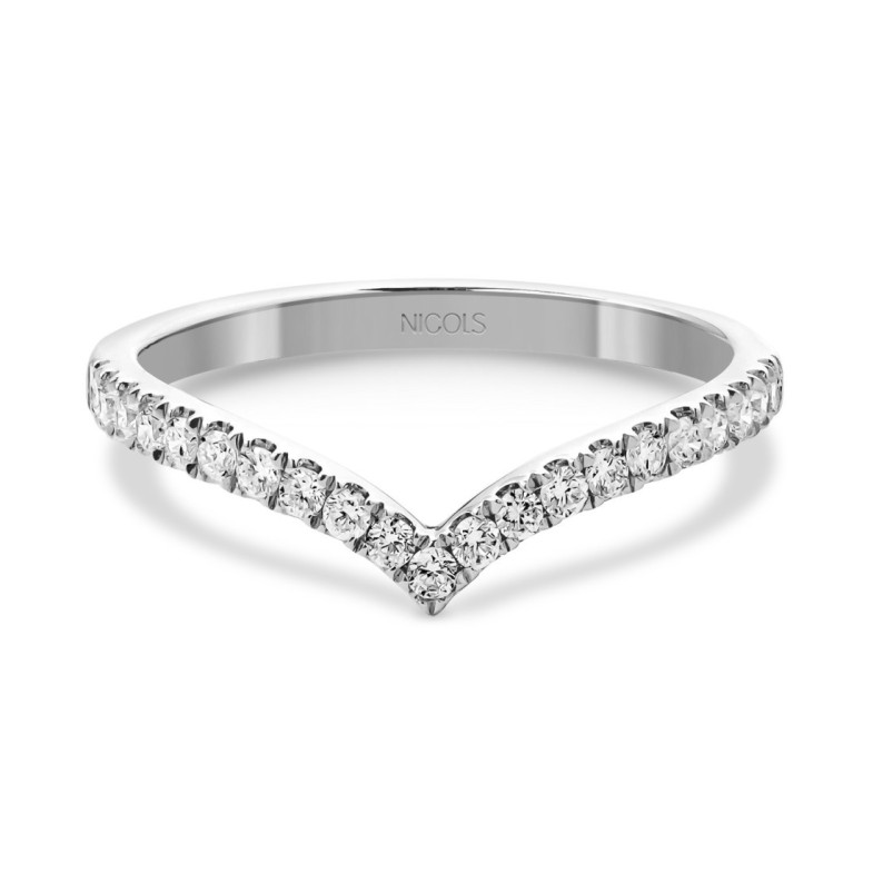 Anillo media alianza en V Oro blanco y Diamantes - Anillos de Diamantes