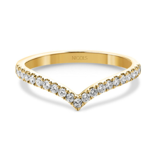 Anillo media alianza en V Oro amarillo y Diamantes - Anillos de Diamantes