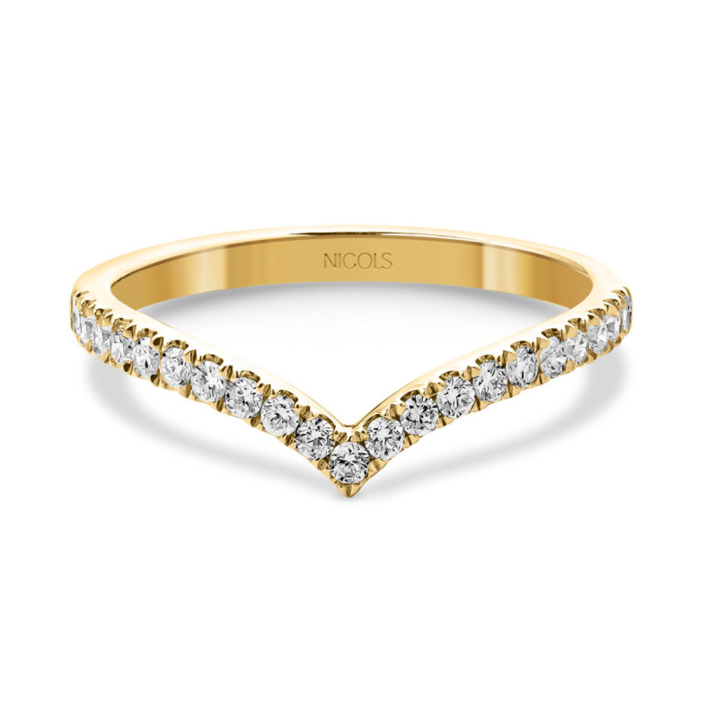 Anillo media alianza en V Oro amarillo y Diamantes - Anillos de Diamantes