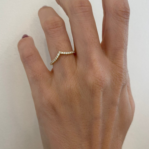 Anillo media alianza en V Oro amarillo y Diamantes - Anillos de Diamantes 2