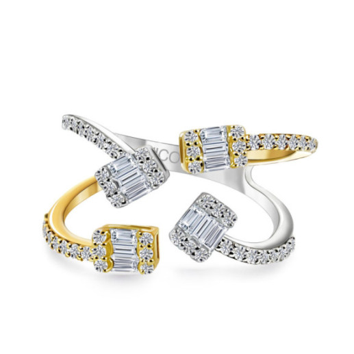Anillo diamantes Aura oro amarillo y blanco - Talla Baguette