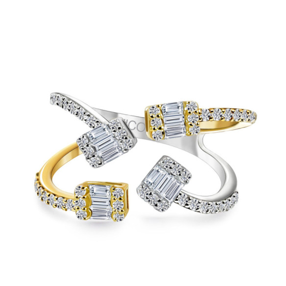 Anillo diamantes Aura oro amarillo y blanco - Talla Baguette