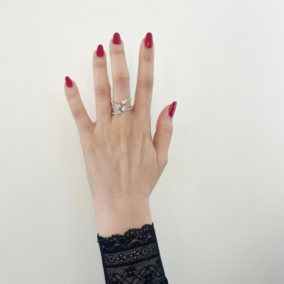 Anillo diamantes Aura oro amarillo y blanco - Talla Baguette