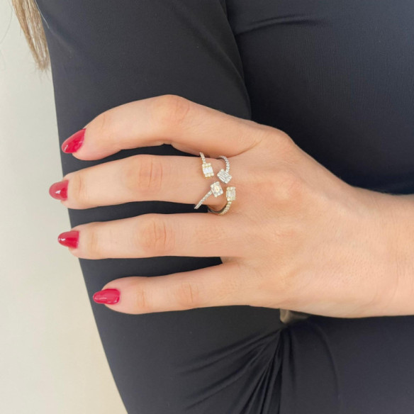 Anillo diamantes Aura oro amarillo y blanco - Schnitzen von Baguette