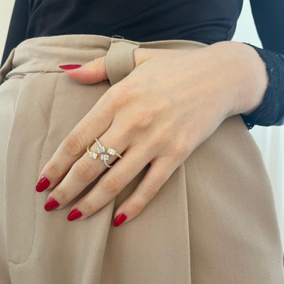 Anillo diamantes Aura oro amarillo y blanco - Talla Baguette