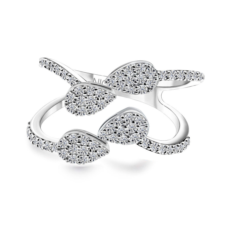 Anillo de oro blanco y diamantes doble brazo Aura - Diamantringe