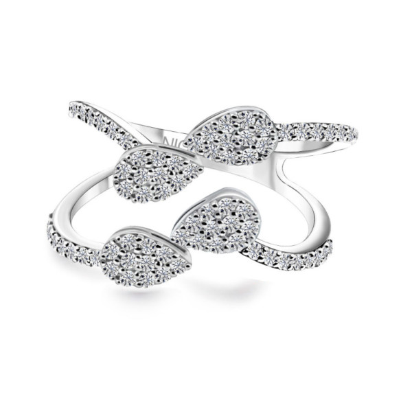 Anillo de oro blanco y diamantes doble brazo Aura - Anelli di diamanti