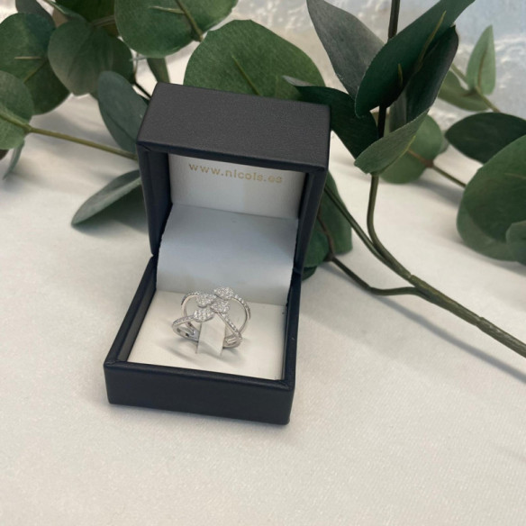 Anillo de oro blanco y diamantes doble brazo Aura - Anéis de diamante