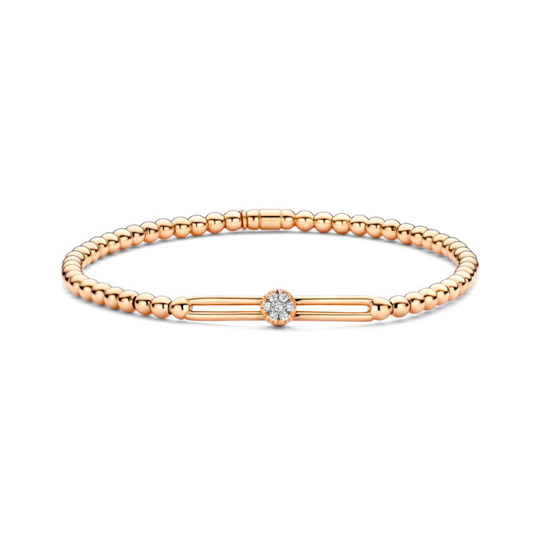 Pulsera de Oro y Diamantes Elástica con Barra y Rosetón Colette - Diamant-Armbänder
