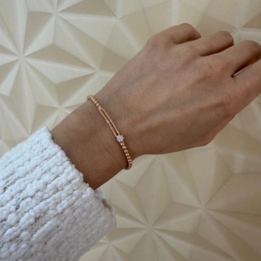 Colette Gold and Diamond Stretch Bar Bracelet with Rosette - Diamond bracelets 2