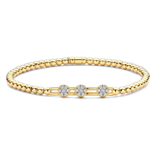 Pulsera Elástica de Oro y Diamantes con Tres Rosetones Colette - Pulseiras de diamante