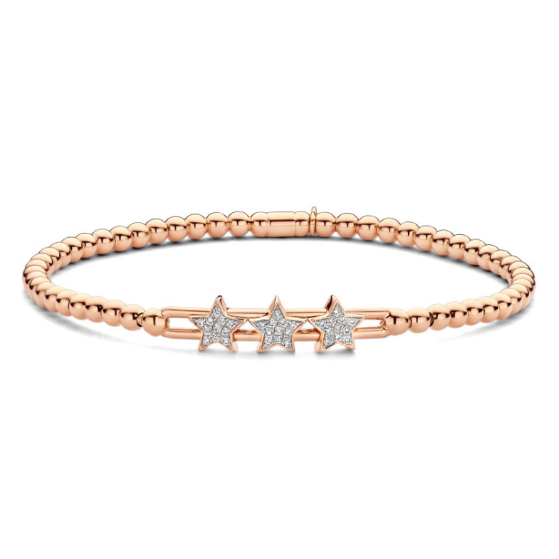 Pulsera de Oro y Diamantes Elástica Tres Estrellas Colette - BRACCIALI