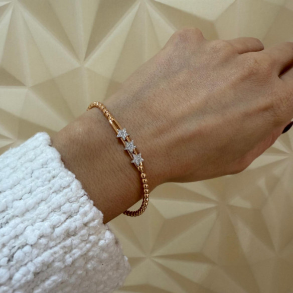 Pulsera de Oro y Diamantes Elástica Tres Estrellas Colette - PULSERAS