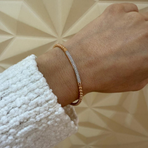 Pulsera Oro y Diamantes Elástica Colette Barra - Pulseras de Diamantes 2
