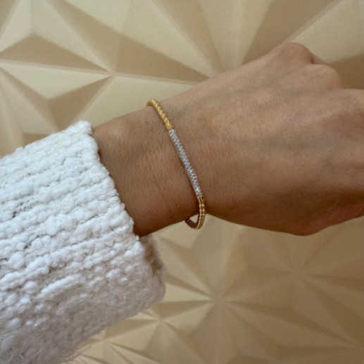Pulsera de Diamantes y Oro Elástica Colette Barra - Bracelets d'or 2