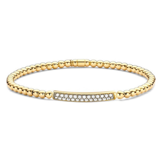 Pulsera de Diamantes y Oro Elástica Barra Media Colette - Pulseras de Diamantes