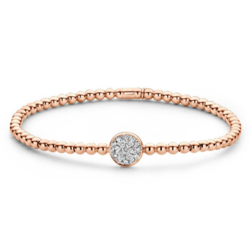 Pulsera Elástica de Oro y Rosetón Central de Diamantes Colette - BRACELETS